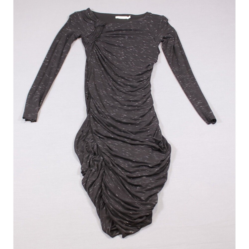 Bailey 44 Womens XS Black Gray Space Dye Long Sleeve Ruched Bodycon Dress